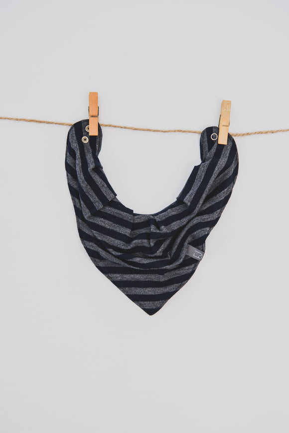 BANDANA BIB - ASHER (Navy+Charcoal Stripe) - Flynn Jaxon