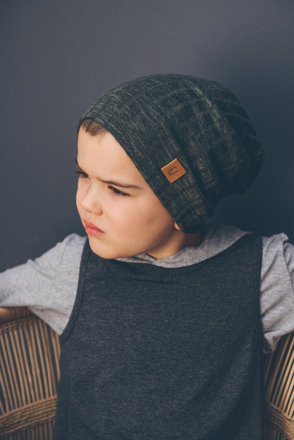 SLOUCHY BEANIE - FINN (Dark Green Knit) - Flynn Jaxon