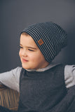 SLOUCHY BEANIE - BANDIT (Black Stripe Knit) - Flynn Jaxon