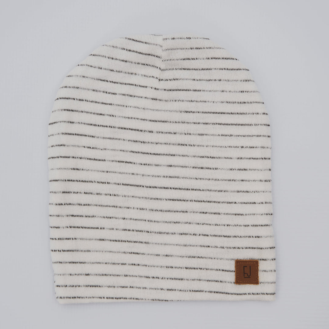 SLOUCHY BEANIE - RORY (Cream Stripe) - Flynn Jaxon