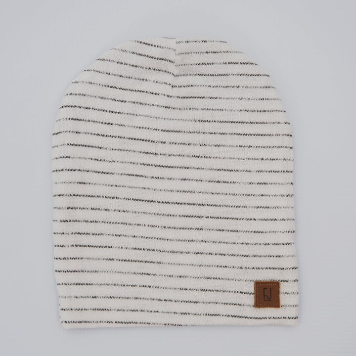 SLOUCHY BEANIE - RORY (Cream Stripe) - Flynn Jaxon
