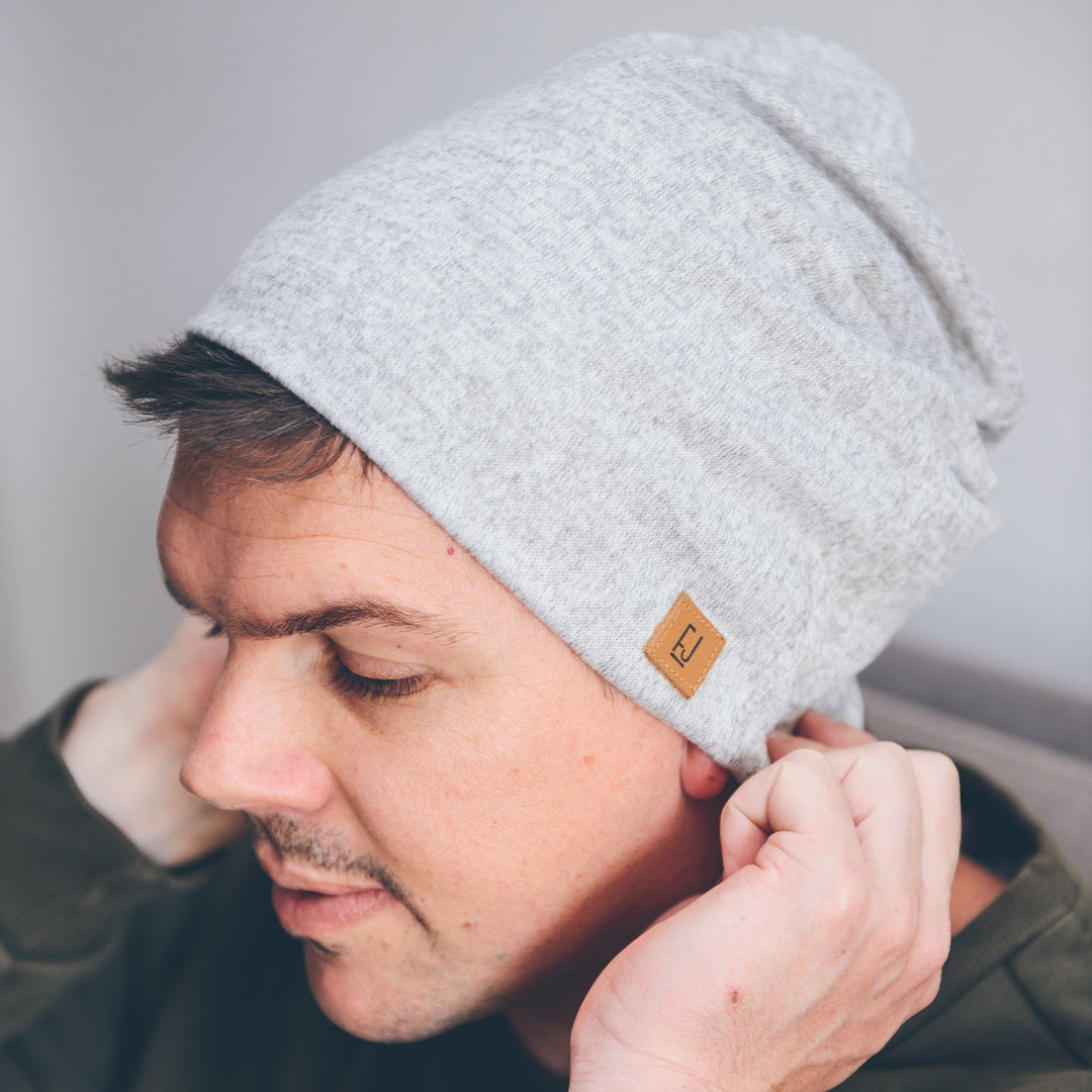 ADULT SLOUCHY BEANIE - LIGHT GREY MELANGE - Flynn Jaxon