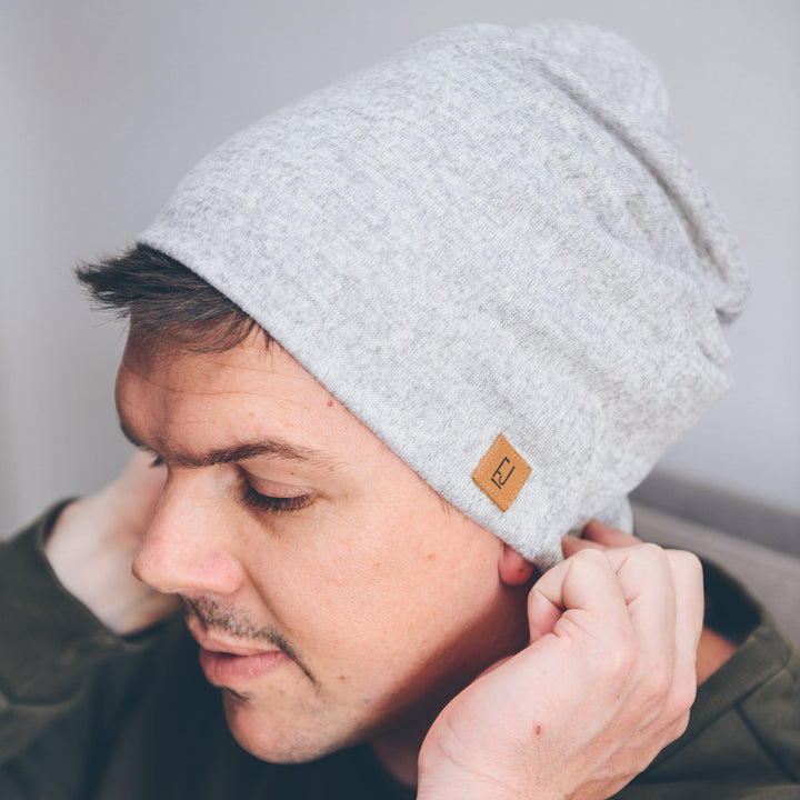 ADULT SLOUCHY BEANIE - LIGHT GREY MELANGE - Flynn Jaxon