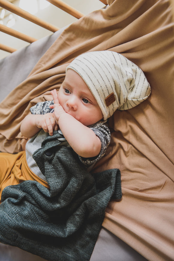 SLOUCHY BEANIE - RORY (Cream Stripe) - Flynn Jaxon