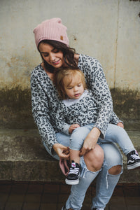 ADULT SLOUCHY BEANIE - PINK RIB KNIT - Flynn Jaxon